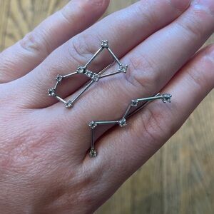 Silver Crystal Constellation Climber Earrings
